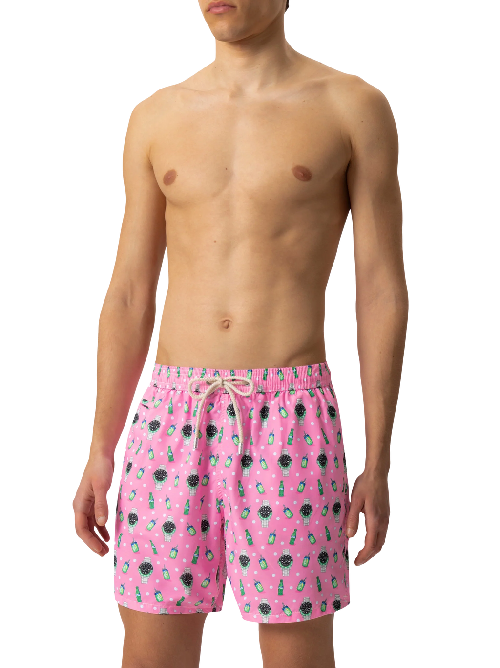 Costume mare Lighting Micro Fantasy rosa con stampa orologi