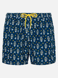 Costume mare Lighting Micro Fantasy blu navy con stampa orologi e luna
