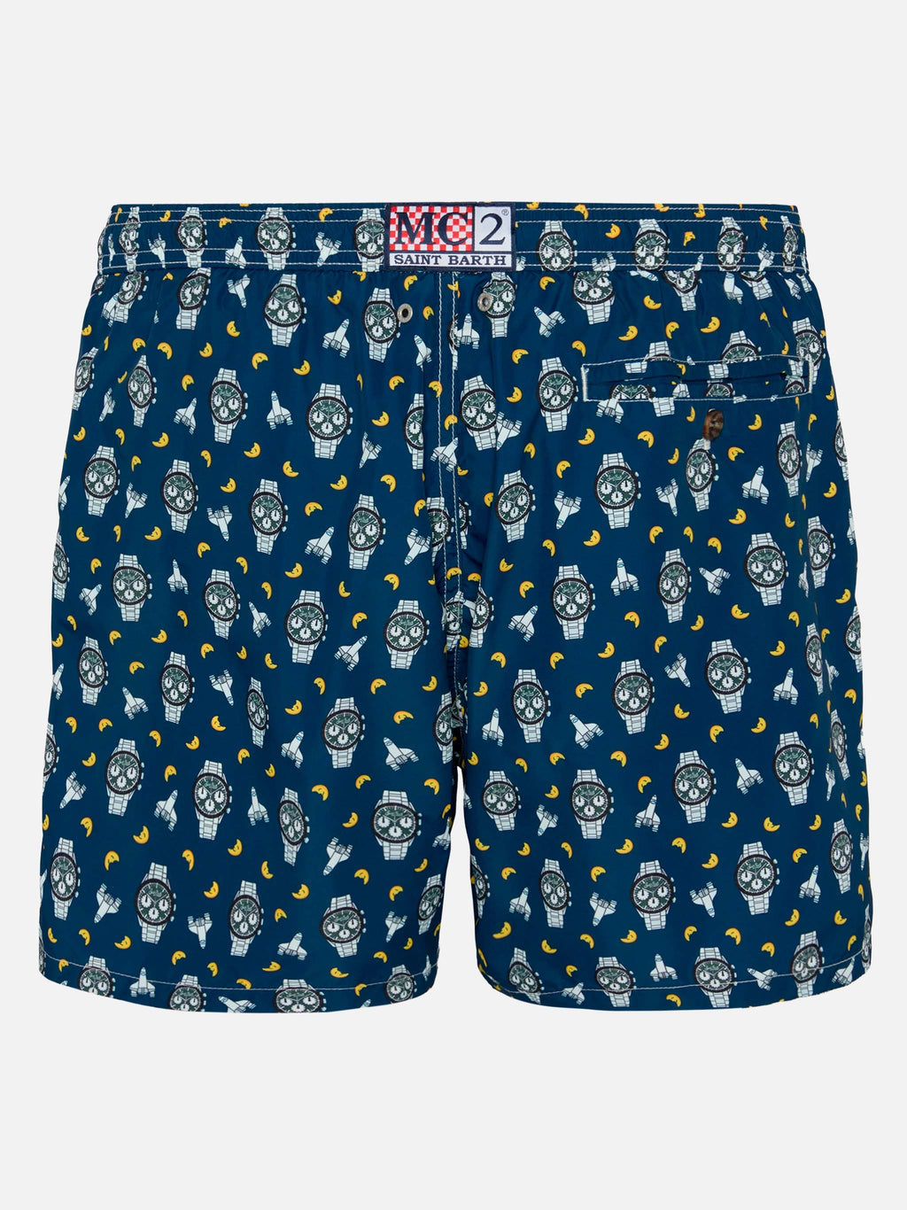 Costume mare Lighting Micro Fantasy blu navy con stampa orologi e luna