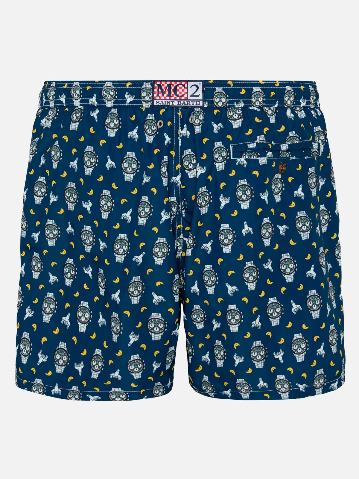 Costume mare Lighting Micro Fantasy blu navy con stampa orologi e luna