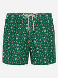 Costume mare Lighting Micro Fantasy verde militare con stampa orologi e birra