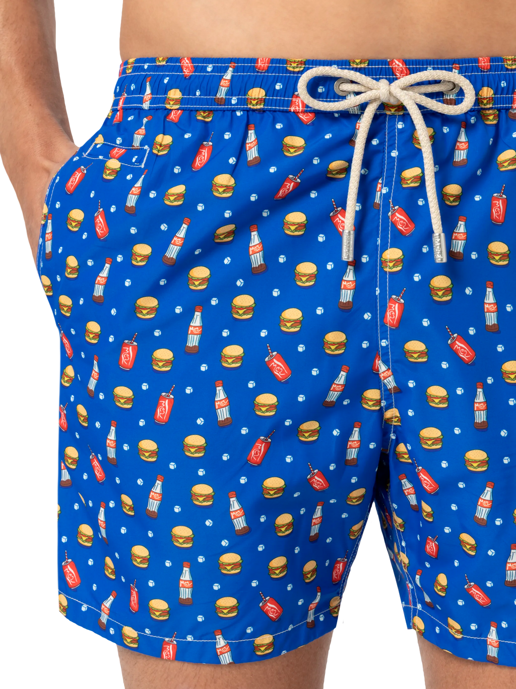 Costume mare Lighting Micro Fantasy bluette con stampa hamburger e cola
