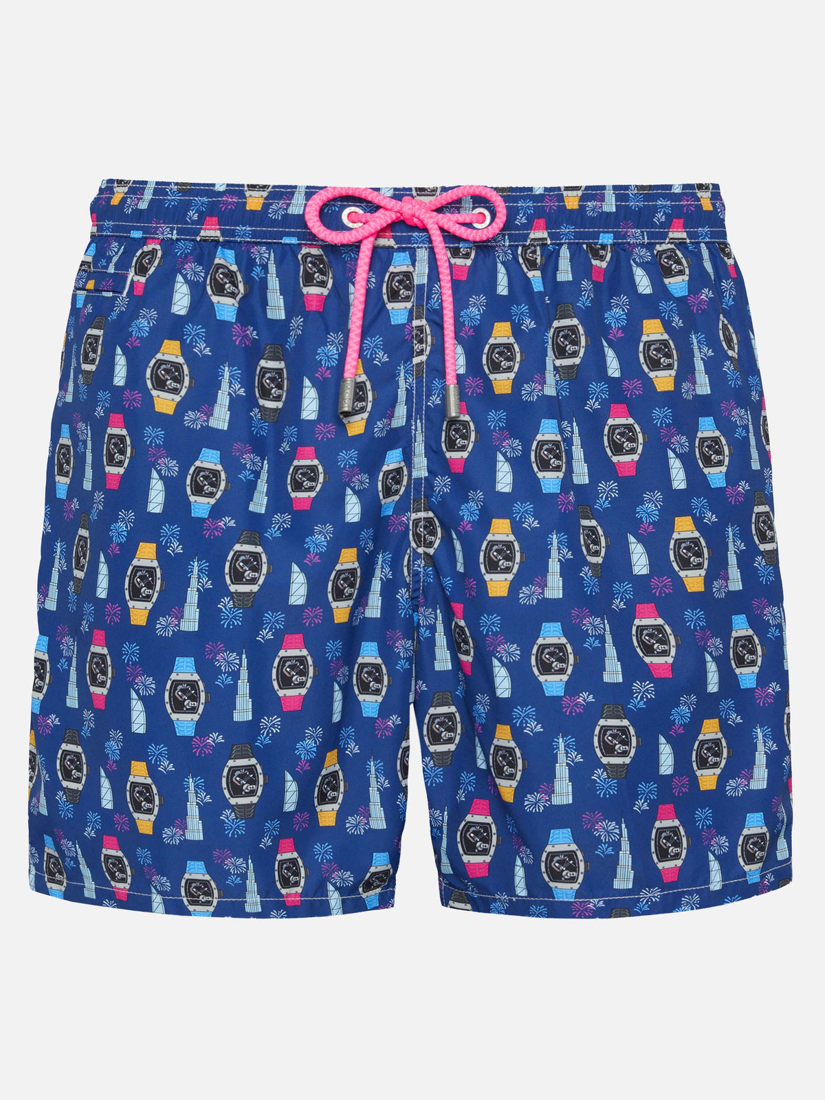 Costume mare Lighting Micro Fantasy blu navy con stampa orologi e auto