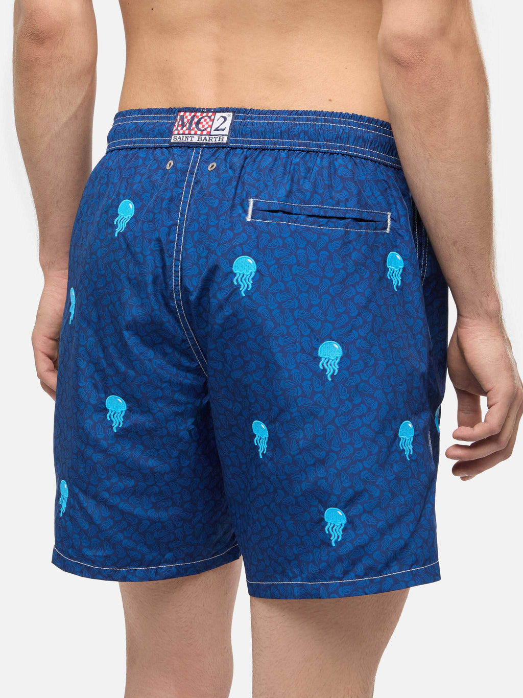Costume mare Lighting Embroidery blu navy con ricamo meduse