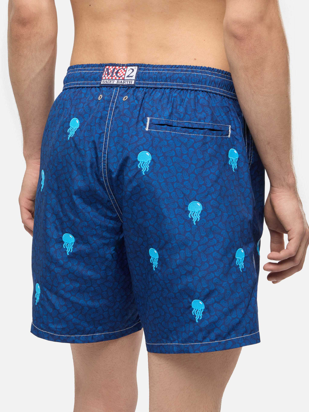 Costume mare Lighting Embroidery blu navy con ricamo meduse