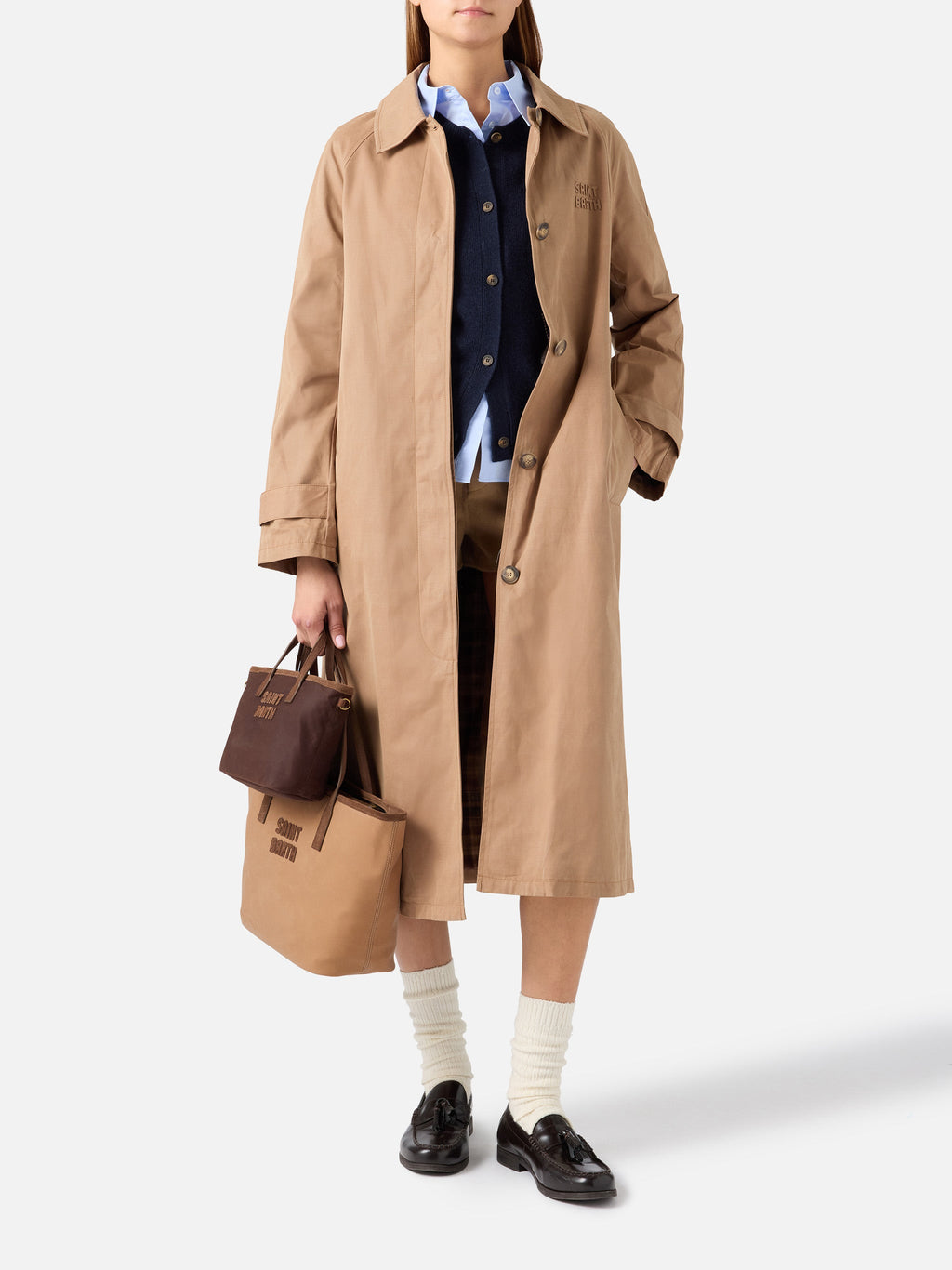 Cappotto Lior beige cerato in misto cotone con fodera tartan product image 2