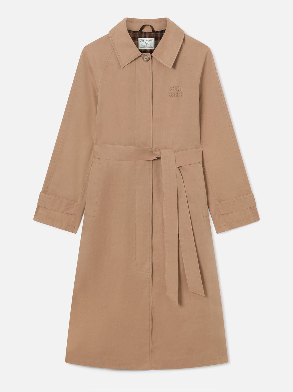 Cappotto Lior beige cerato in misto cotone con fodera tartan product image 6