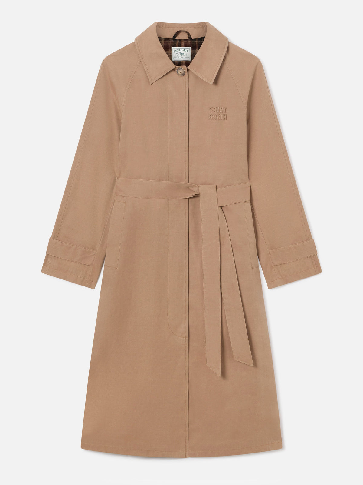 Cappotto Lior beige cerato in misto cotone con fodera tartan product image 6