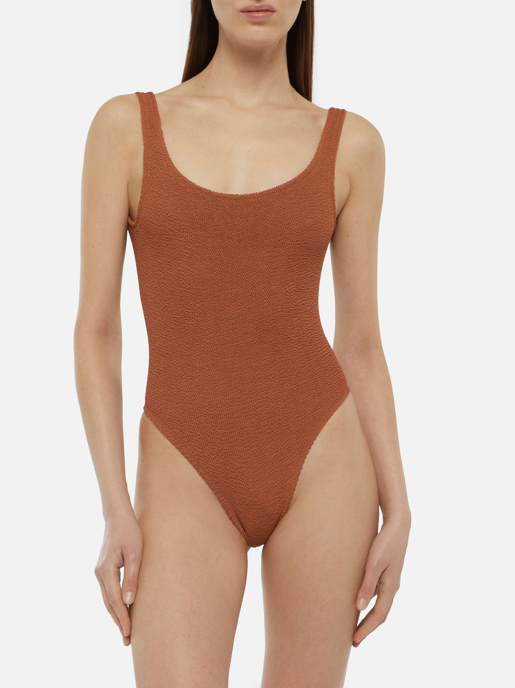 Costume intero Lora cammello in tessuto crinkle
