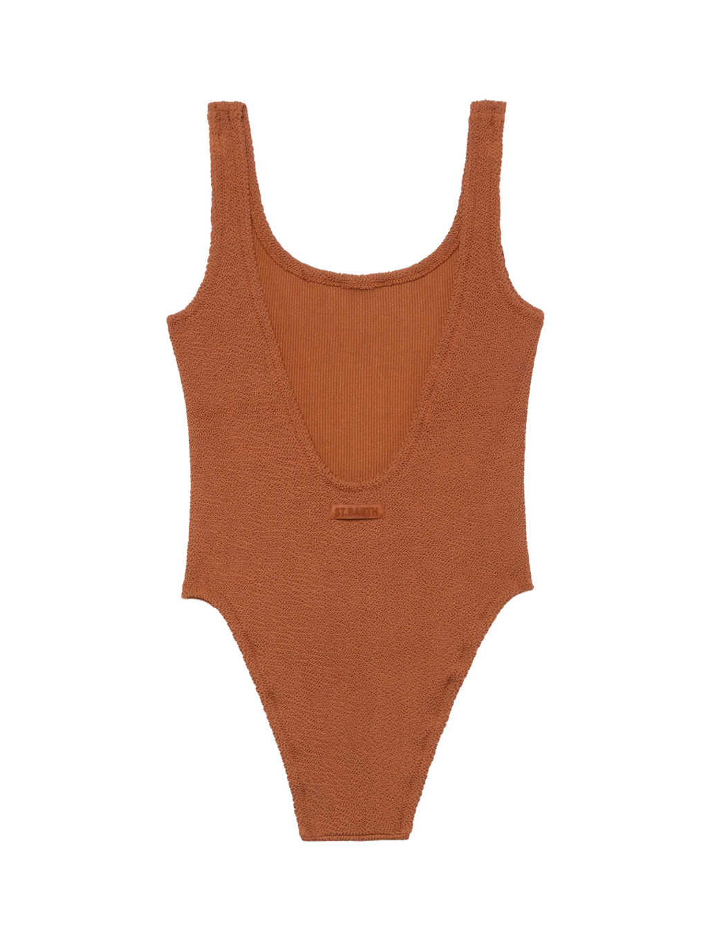 Costume intero Lora cammello in tessuto crinkle