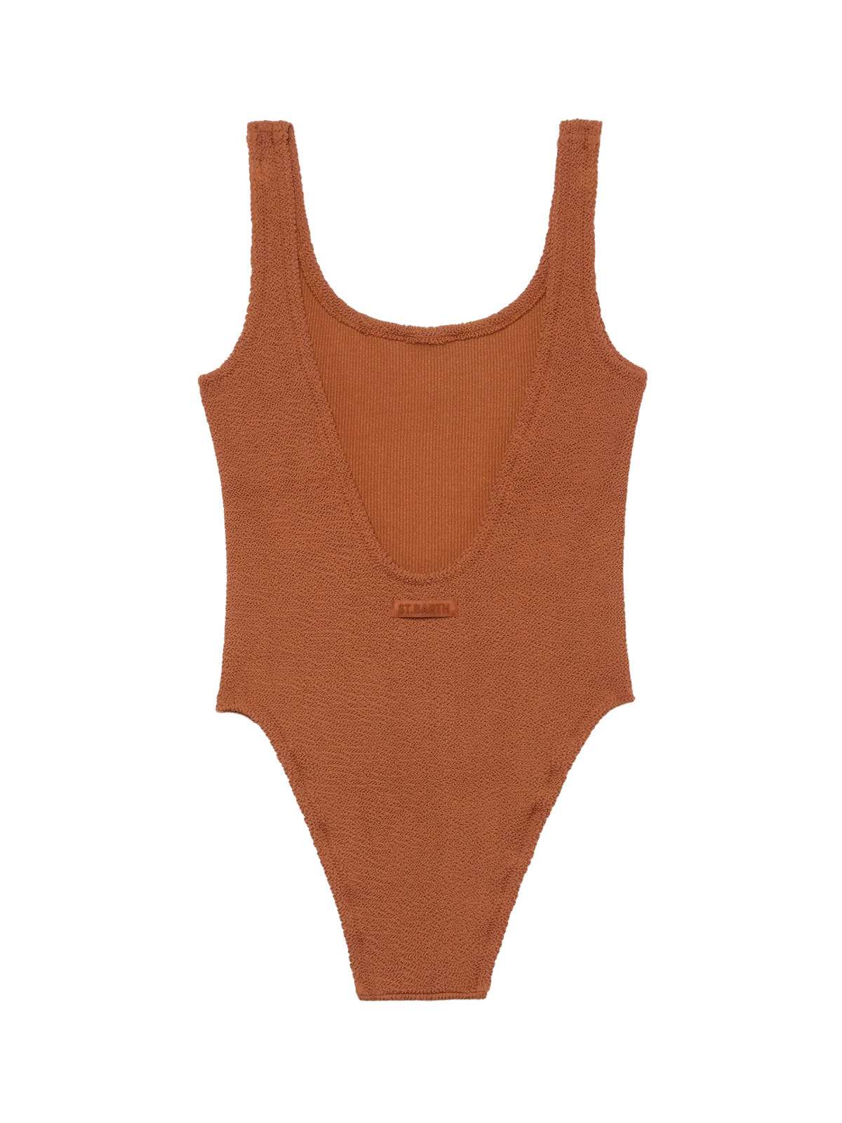 Costume intero Lora cammello in tessuto crinkle