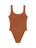 Costume intero Lora cammello in tessuto crinkle