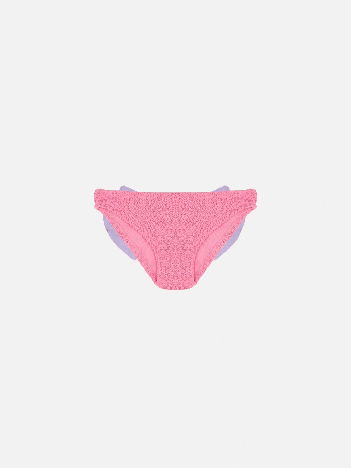 Slip mare Madame rosa in tessuto crinkle con fiocco lilla