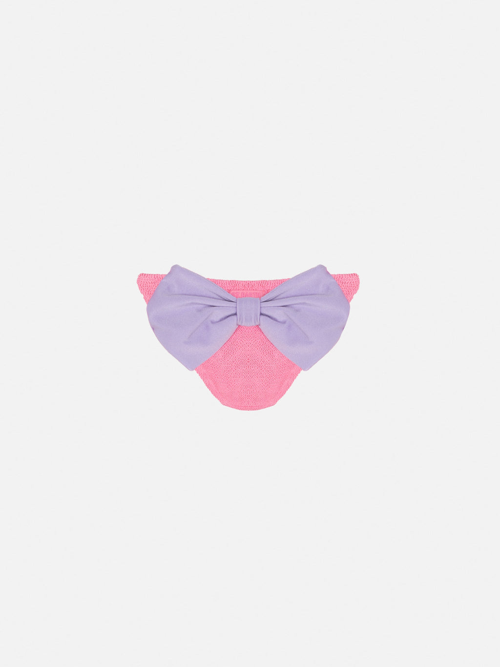 Slip mare Madame rosa in tessuto crinkle con fiocco lilla