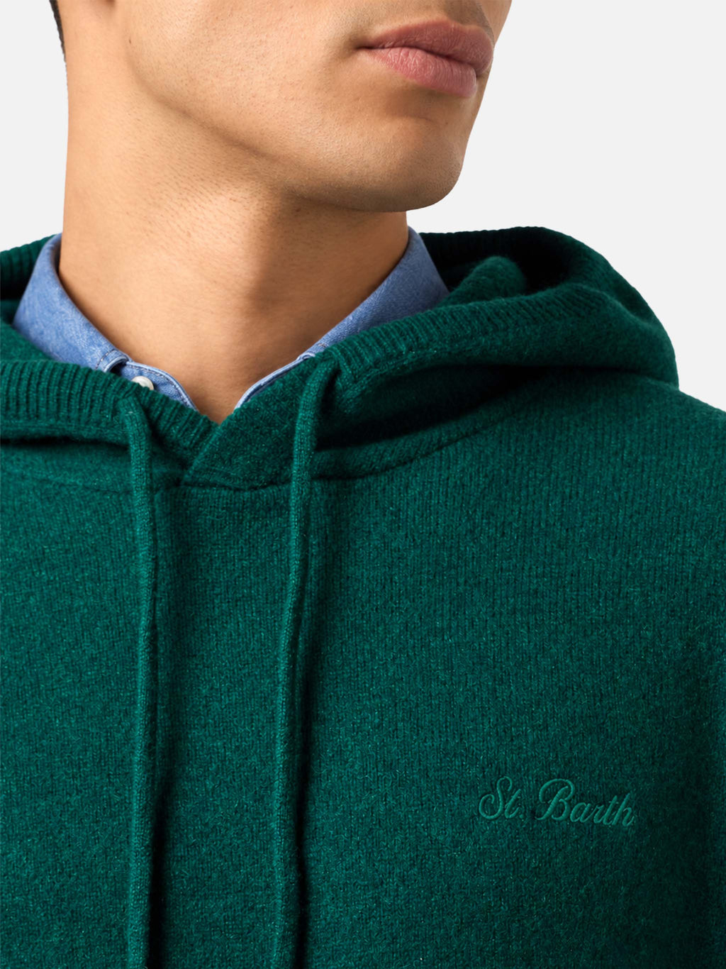 Maglione girocollo Mahony verde scuro in lana d’agnello con product image 3