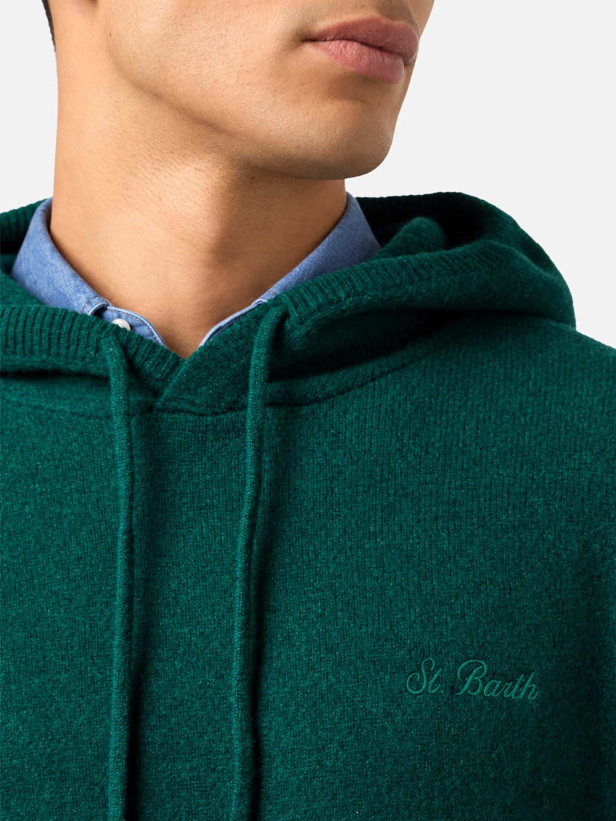 Maglione girocollo Mahony verde scuro in lana d’agnello con product image 3
