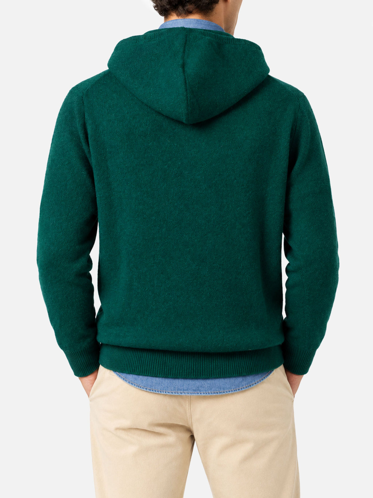 Maglione girocollo Mahony verde scuro in lana d’agnello con product image 4