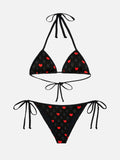Bikini Maleah String nero con stampa Milan | Special Edition