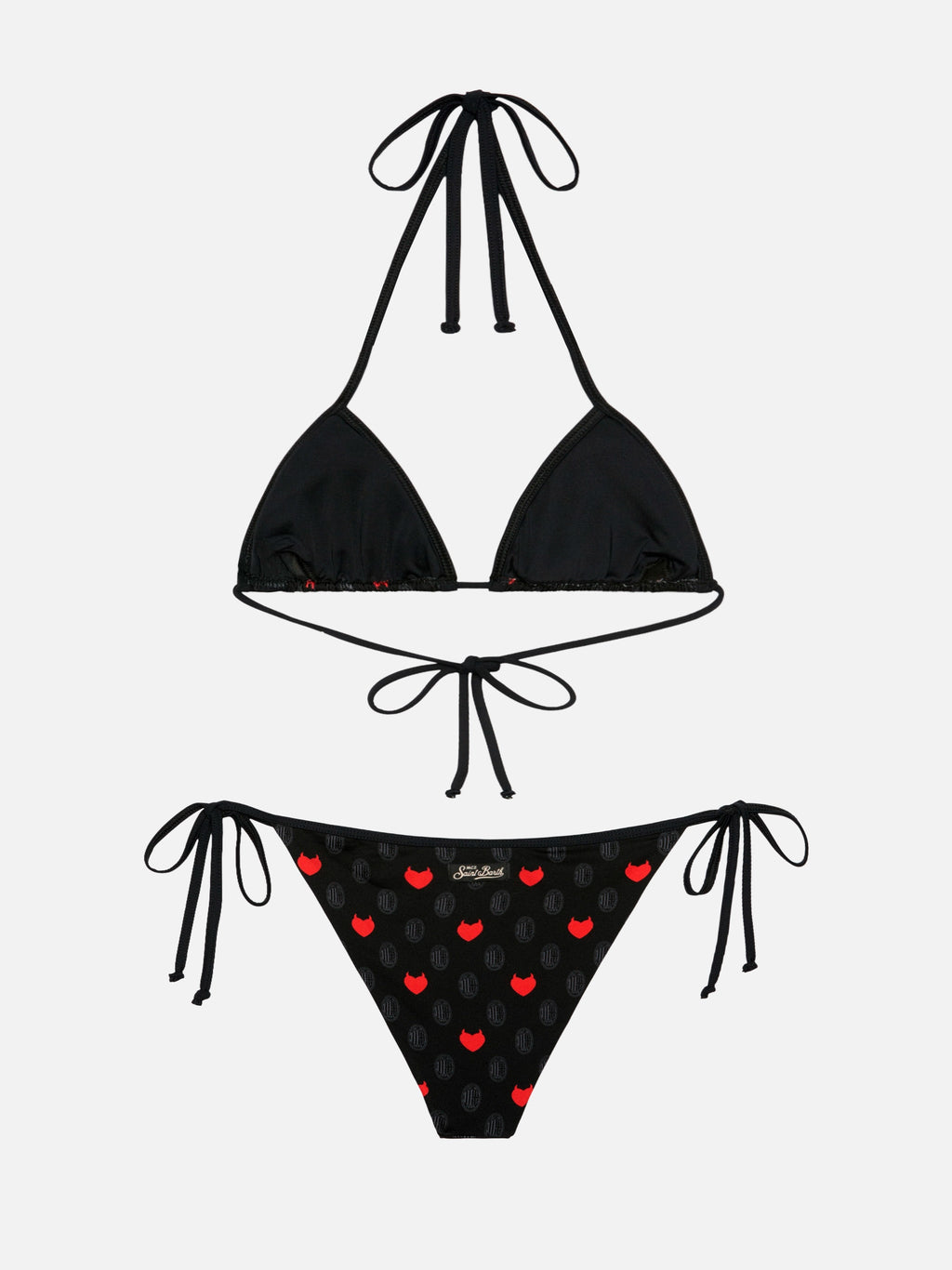 Bikini Maleah String nero con stampa Milan | Special Edition