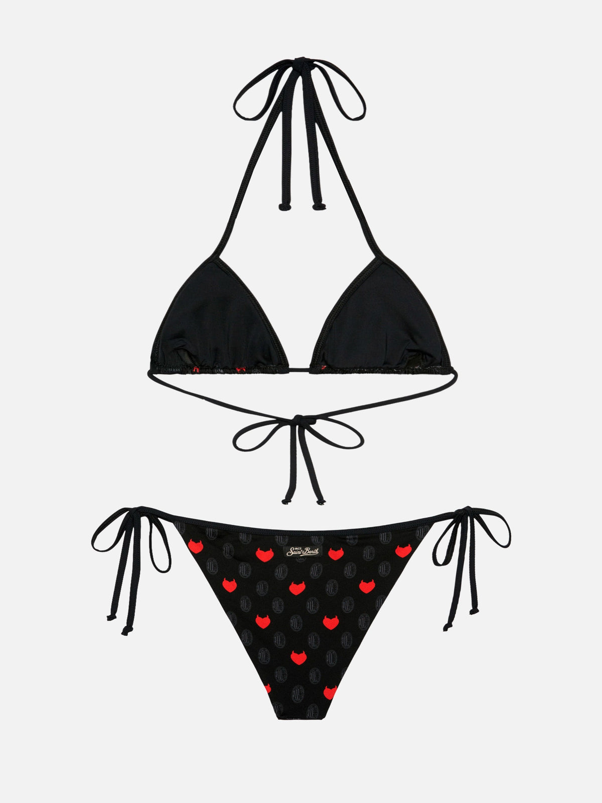 Bikini Maleah String nero con stampa Milan | Special Edition