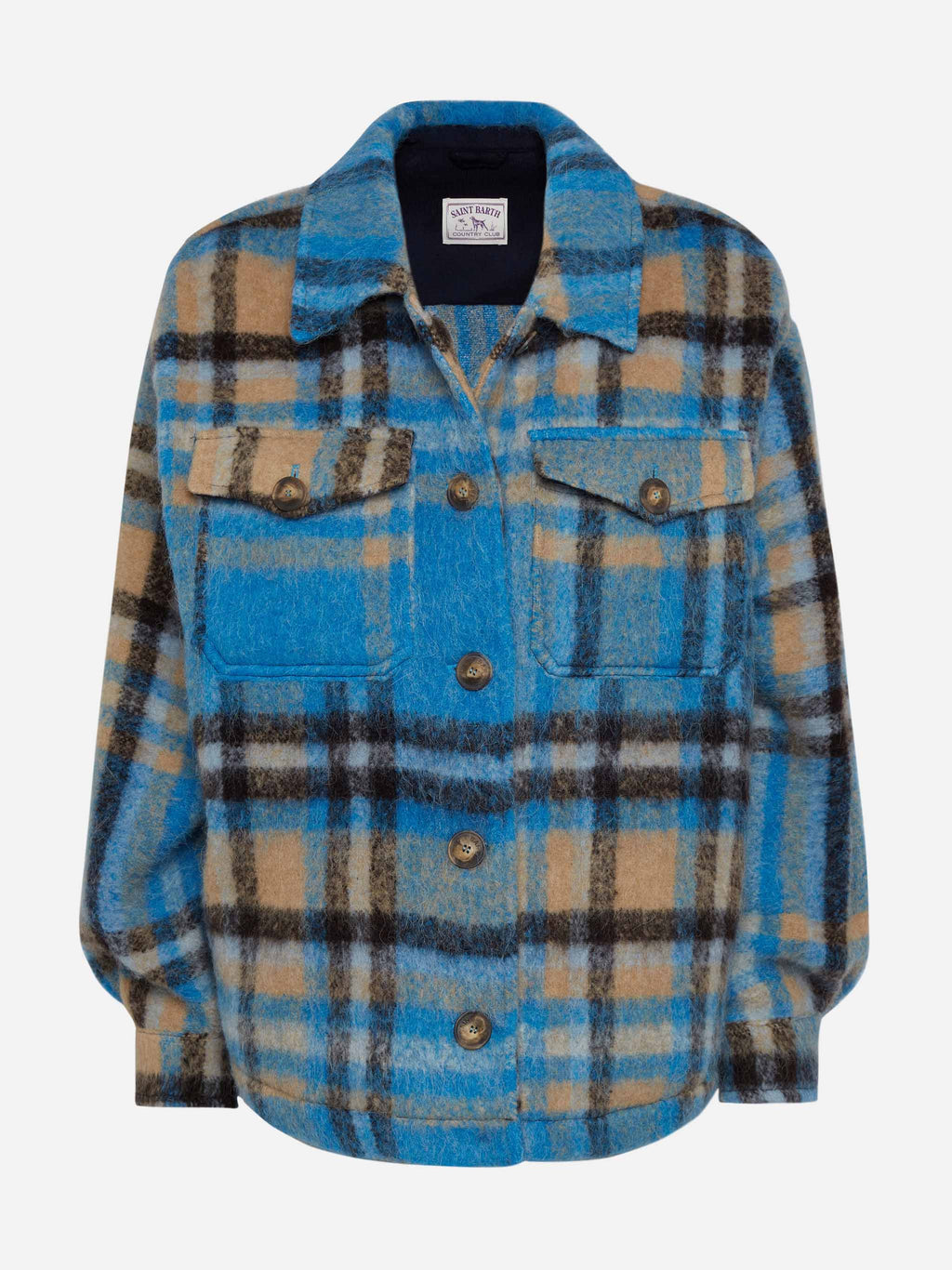 Sovracamicia Marceline Fringe con motivo tartan e frange sulle maniche