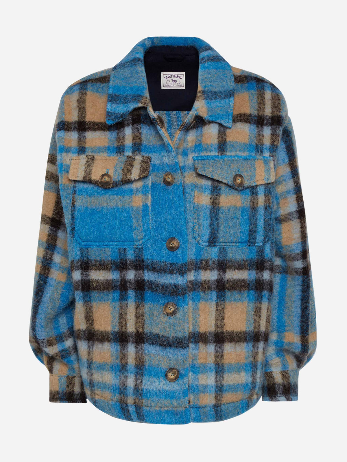 Sovracamicia Marceline Fringe con motivo tartan e frange sulle maniche