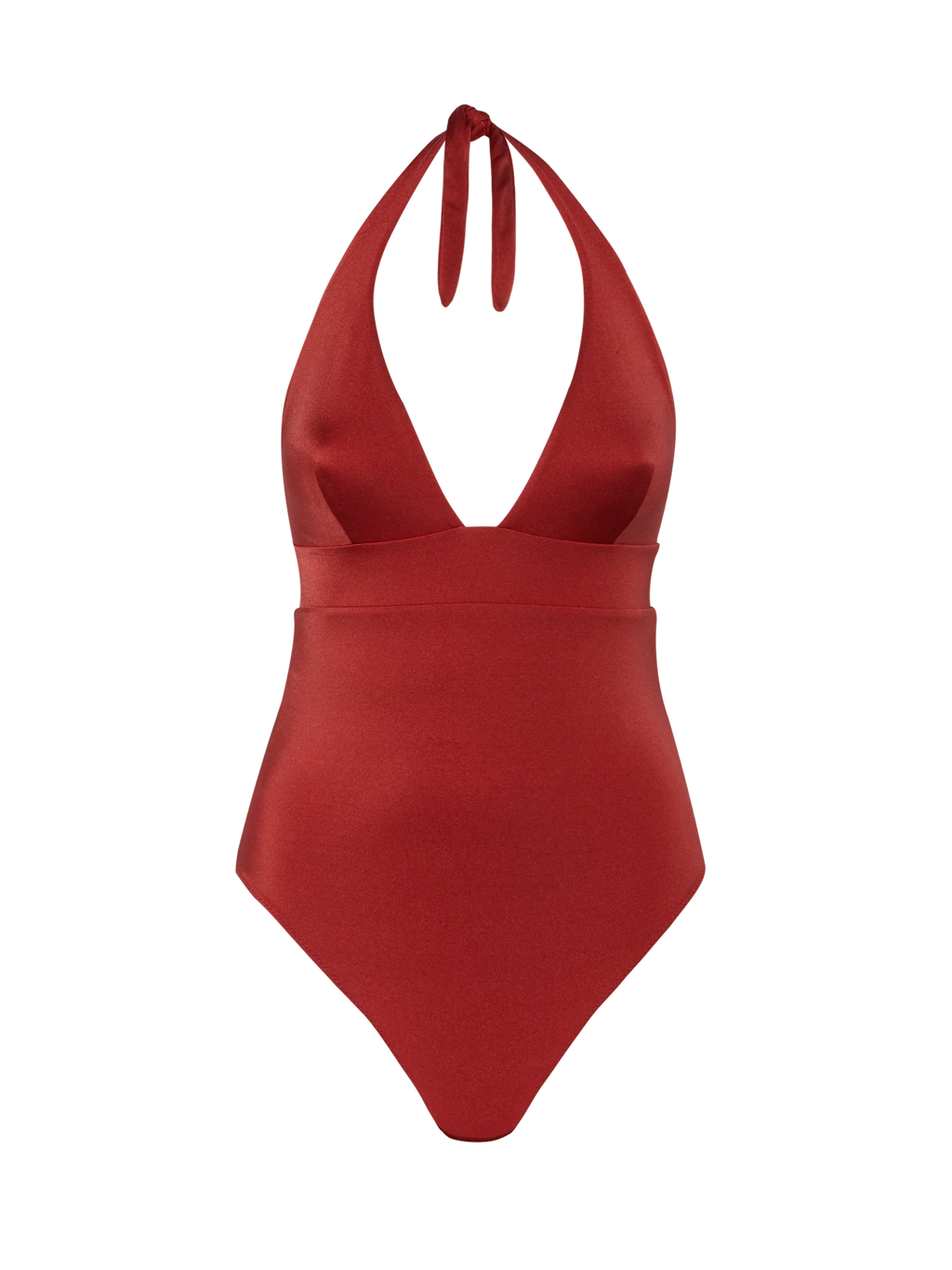 Costume intero Marylin rosso mattone in tessuto lucido