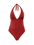 Costume intero Marylin rosso mattone in tessuto lucido