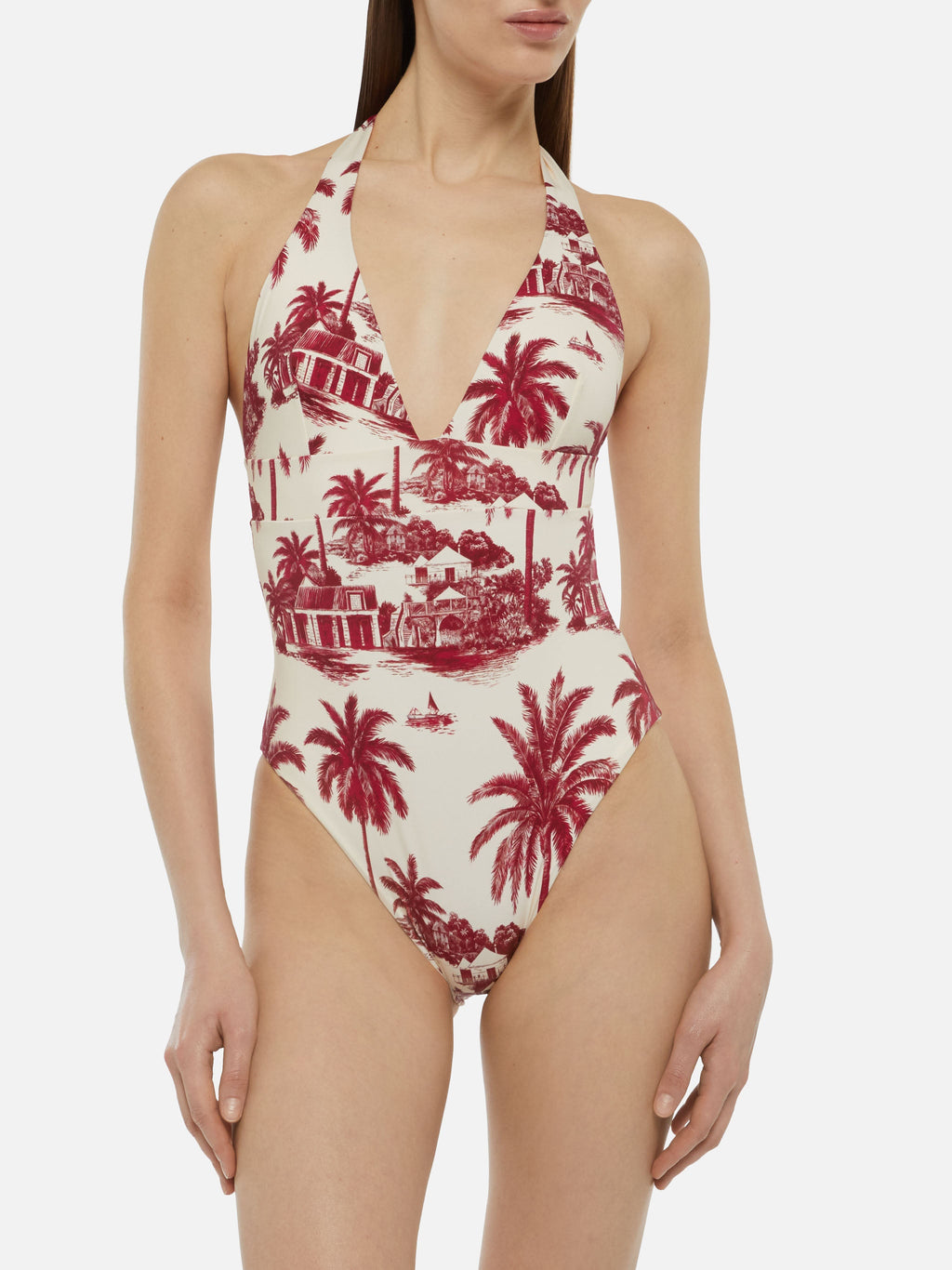 Costume intero Marylin bordeaux con stampa toile de Jouy | Special Edition