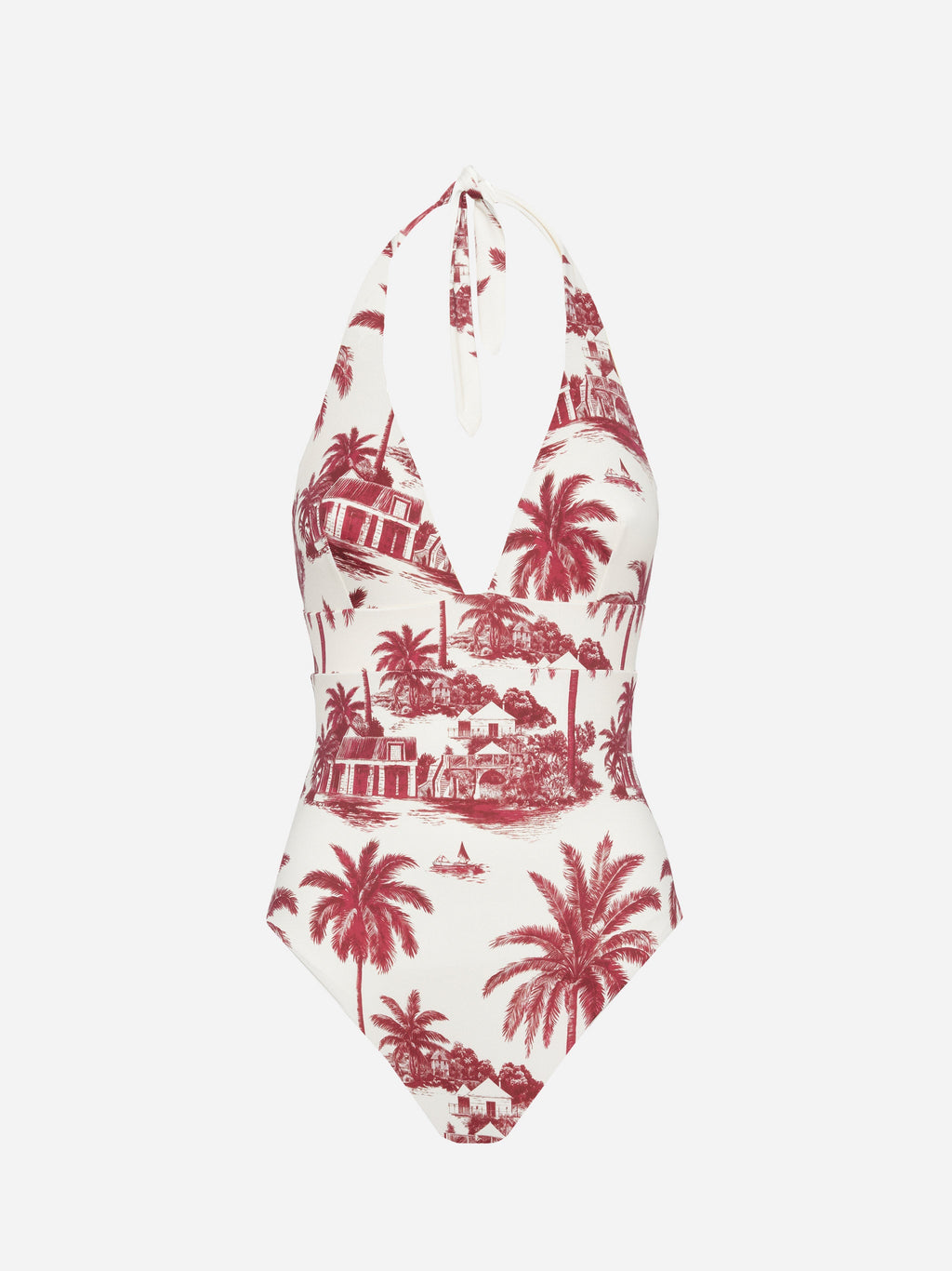 Costume intero Marylin bordeaux con stampa toile de Jouy | Special Edition