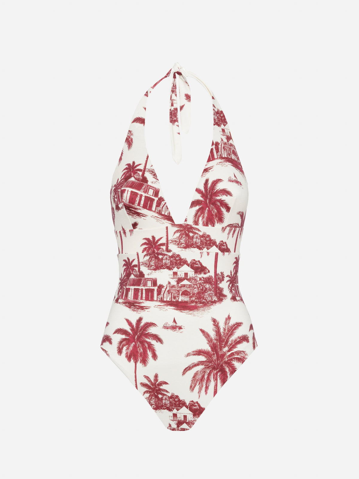 Costume intero Marylin bordeaux con stampa toile de Jouy | Special Edition