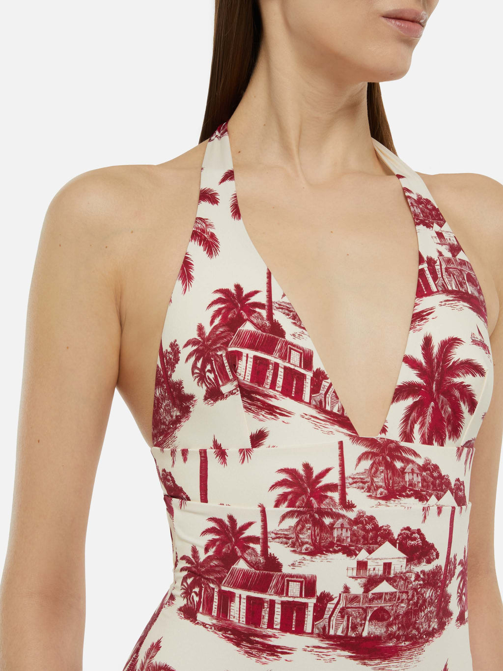 Costume intero Marylin bordeaux con stampa toile de Jouy | Special Edition