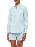Camicia Meredith azzurra a righe in popeline con strass product image 1