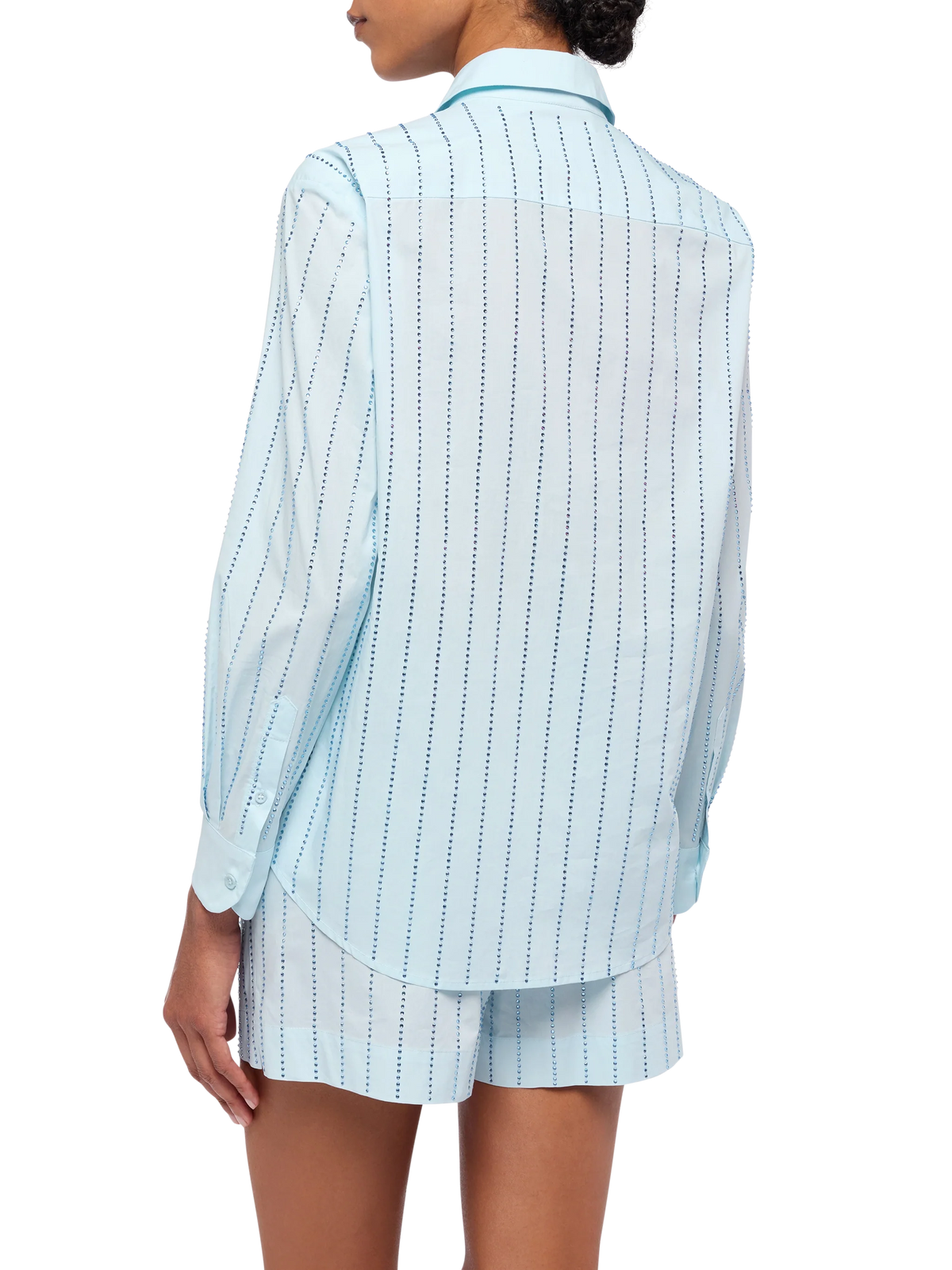 Camicia Meredith azzurra a righe in popeline con strass product image 3