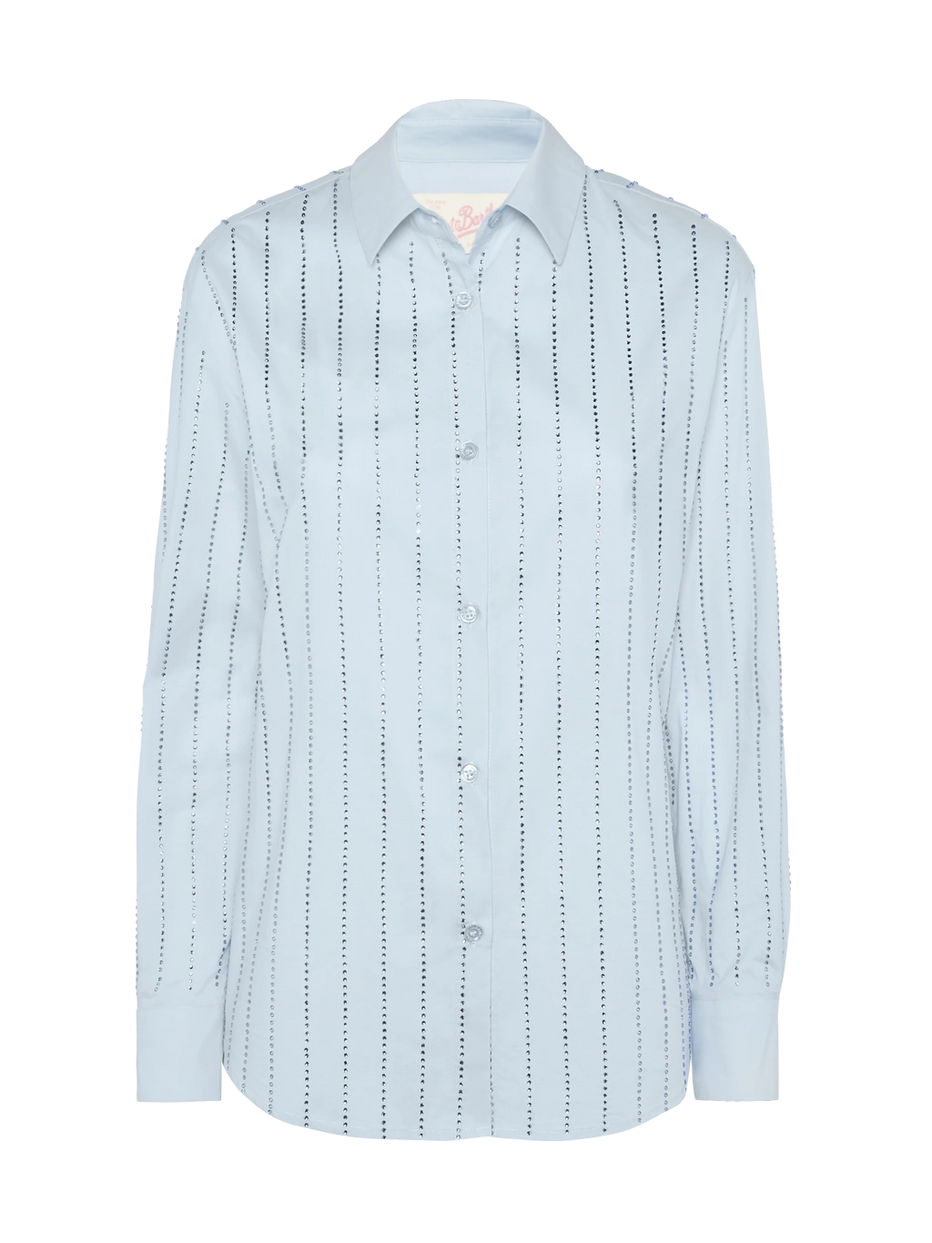 Camicia Meredith azzurra a righe in popeline con strass product image 5