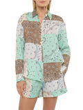Camicia Meredith beige in lino con stampa patch bandana product image 1