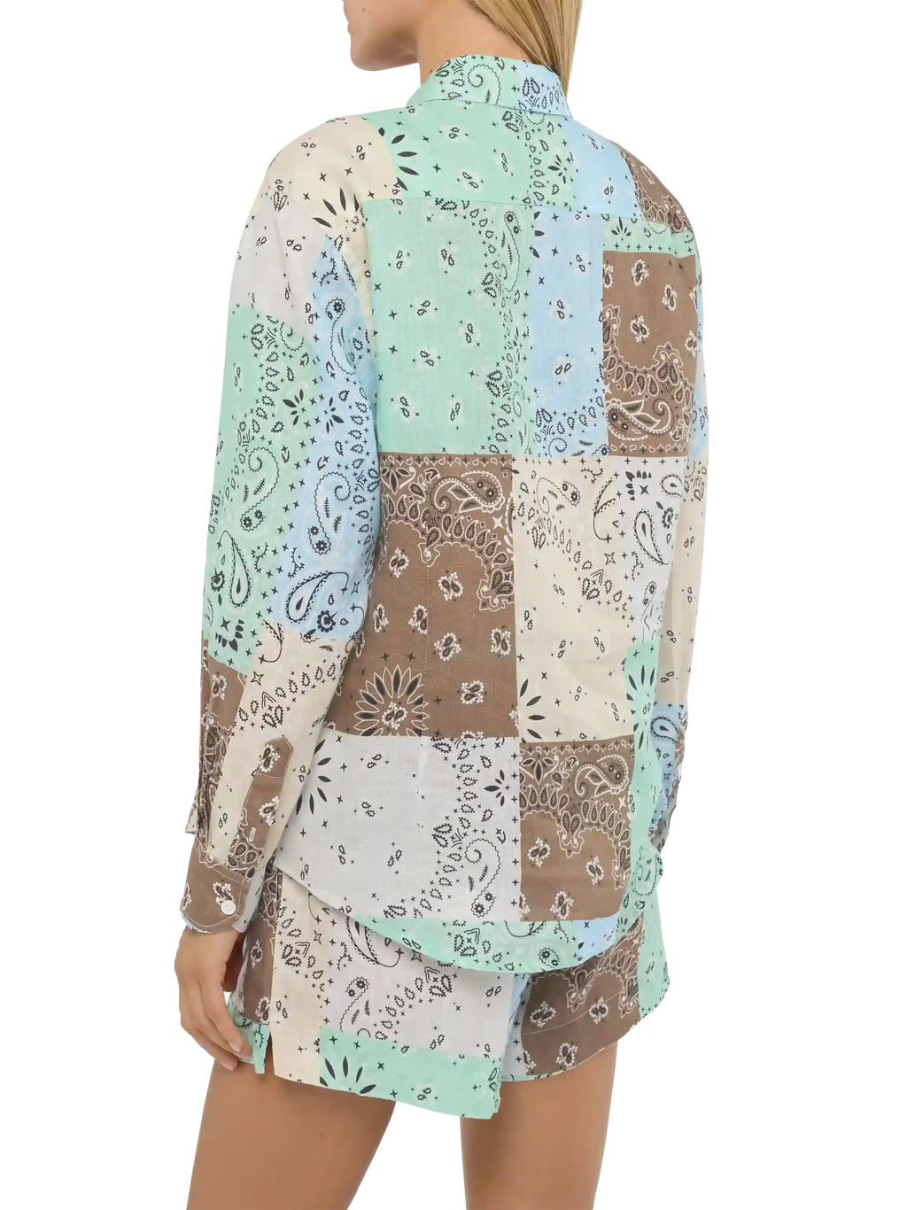 Camicia Meredith beige in lino con stampa patch bandana product image 4