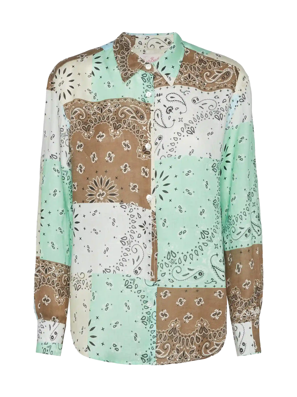 Camicia Meredith beige in lino con stampa patch bandana product image 5