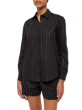 Camicia Meredith nera in popeline con righe di strass product image 1