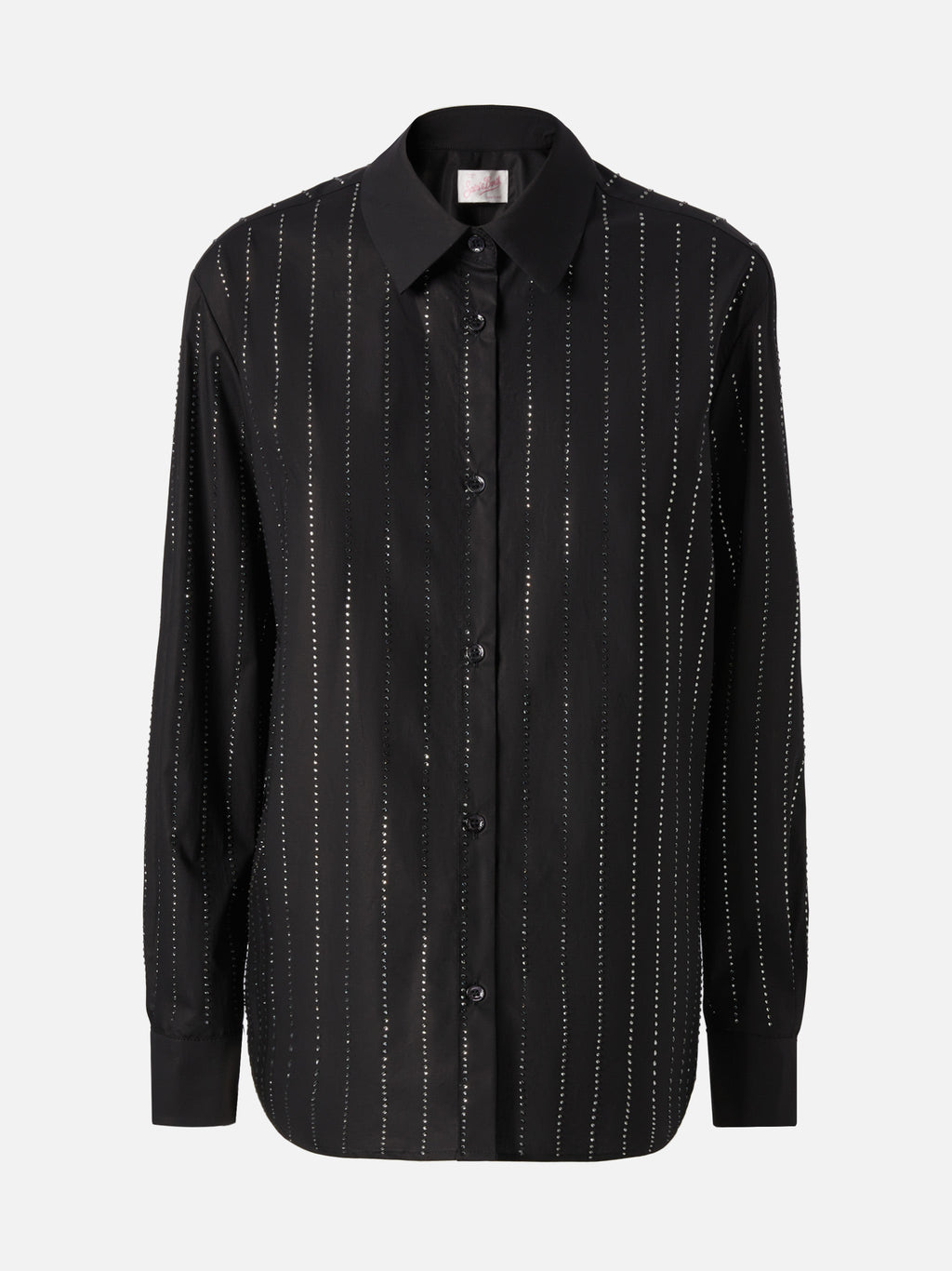 Camicia Meredith nera in popeline con righe di strass product image 5