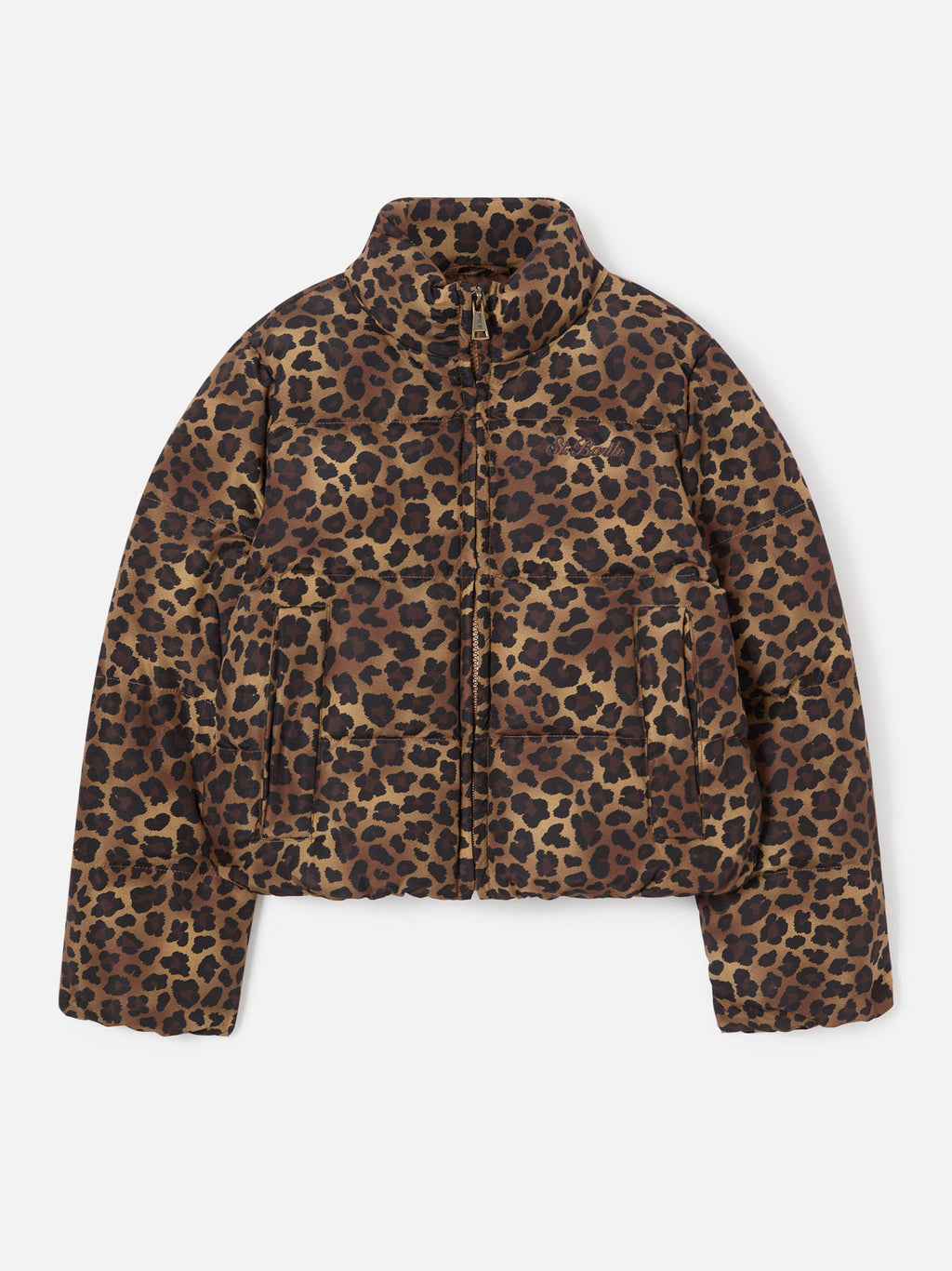 Piumino Maddy marrone in tessuto teddy con motivo leopardo product image 1