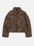 Piumino Maddy marrone in tessuto teddy con motivo leopardo product image 1