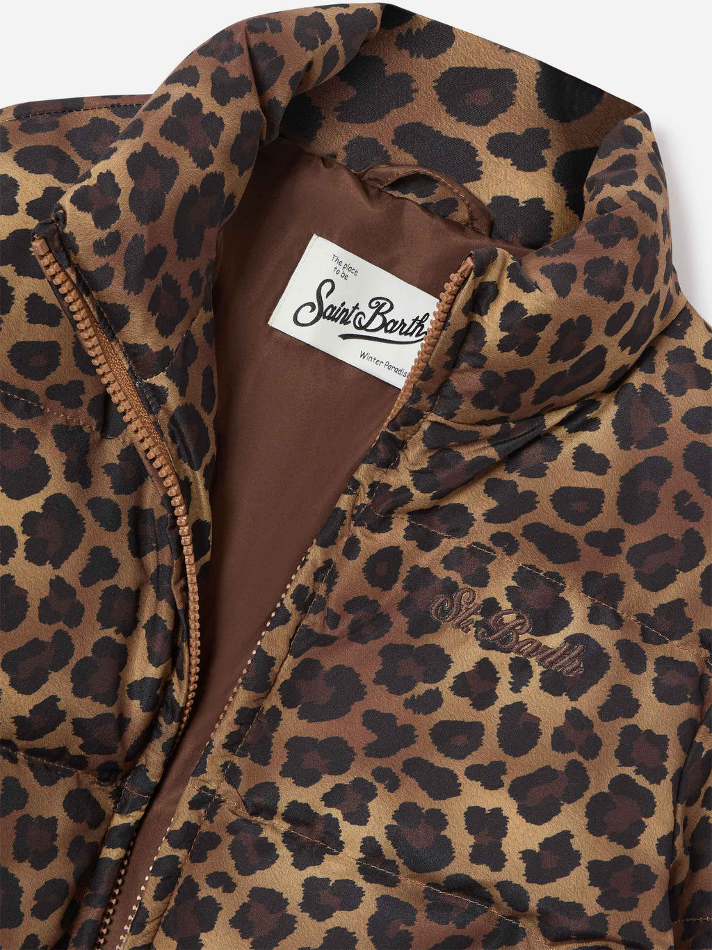 Piumino Maddy marrone in tessuto teddy con motivo leopardo product image 2