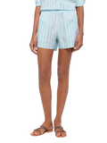 Shorts Meave azzurri in popeline con righe di strass product image 1