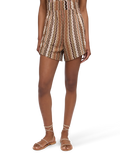 Shorts Meave marroni in raschel con motivo chevron product image 1