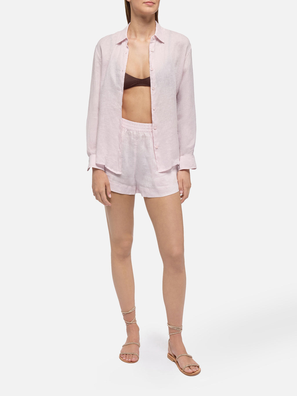 Shorts Meave rosa cipria in lino product image 2