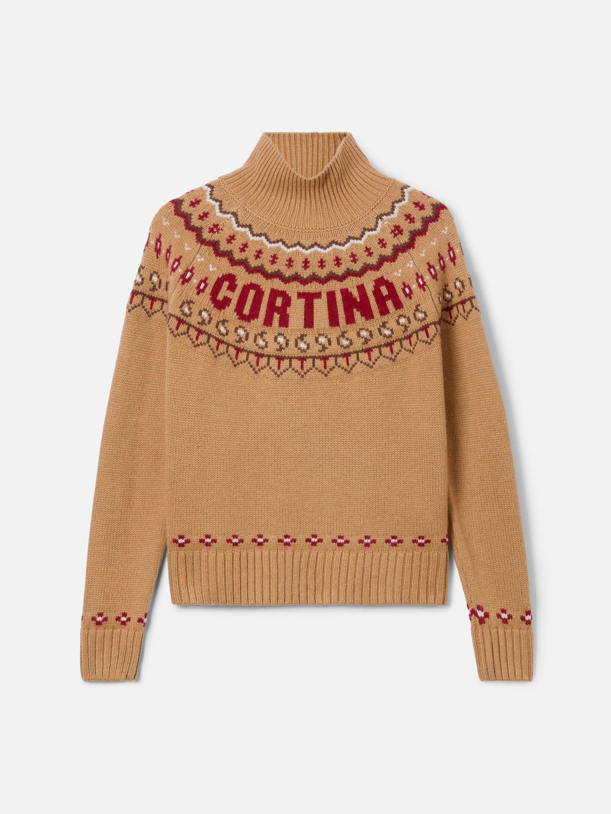 Maglia dolcevita Meghan Nordic cammello con jacquard Cortina