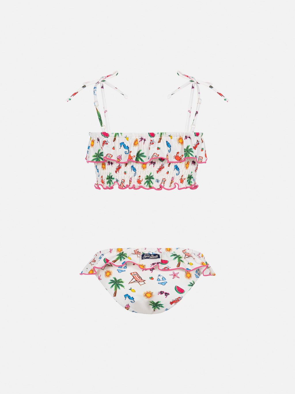 Bikini bralette Melie bianco panna con stampa schizzi estivi