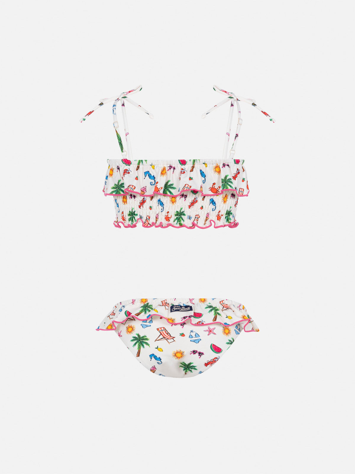 Bikini bralette Melie bianco panna con stampa schizzi estivi