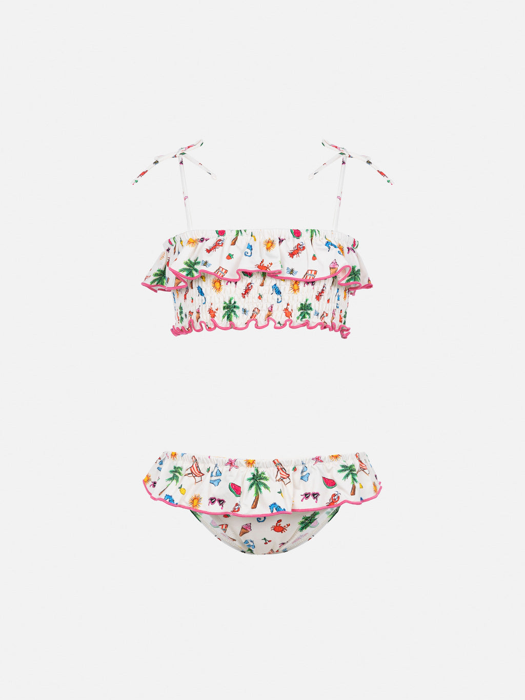 Bikini bralette Melie bianco panna con stampa schizzi estivi